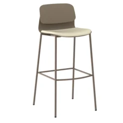 Chaise haute 4 pieds métal Klik - assise textile enduit - dossier polypropylène - hauteur d'assise 77,5 cm