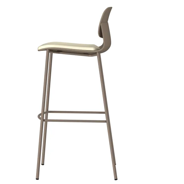 Chaise haute 4 pieds métal Klik - assise textile enduit - dossier polypropylène - hauteur d'assise 77,5 cm