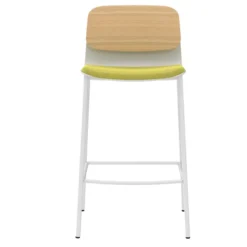 Chaise haute 4 pieds métal Klik - assise textile enduit - dossier chêne - hauteur d'assise 64,5 cm
