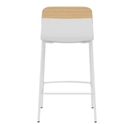 Chaise haute 4 pieds métal Klik - assise textile enduit - dossier chêne - hauteur d'assise 64,5 cm
