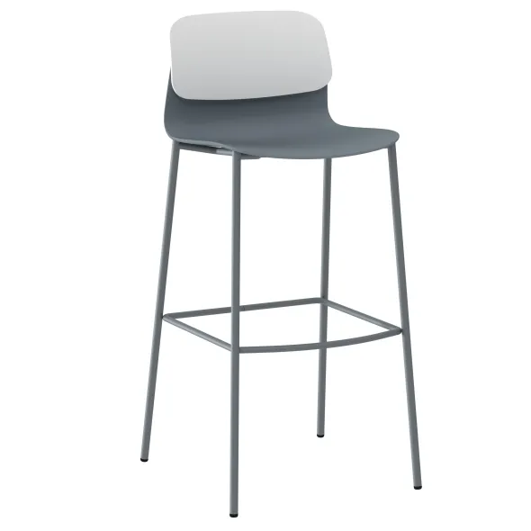Chaise haute 4 pieds métal Klik - polypropylène - hauteur d'assise 76 cm