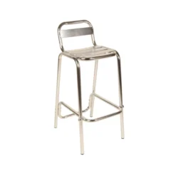 Chaise haute 4 pieds Soléa - aluminium - assise et dossier à lattes