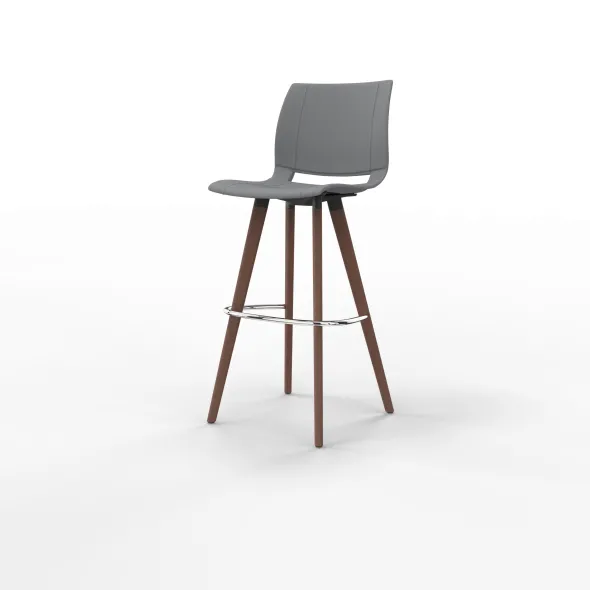 Chaise haute 4 pieds Uni Verso - piètement bois - polypropylène