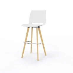 Chaise haute 4 pieds Uni Verso - piètement bois - polypropylène