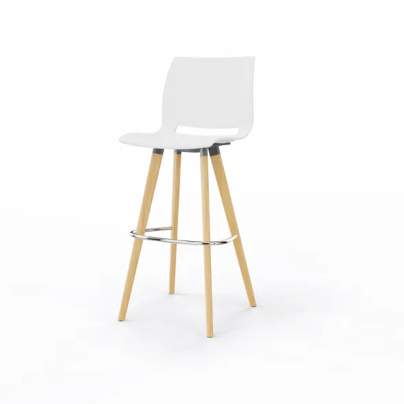 Chaise haute 4 pieds Uni Verso - piètement bois - polypropylène