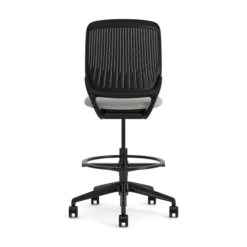 Chaise haute pivotante Cobi - structure et piétement noir - tissu et résille - piétement sur roulettes