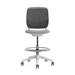 Chaise haute pivotante Cobi - structure et piétement blanc - tissu et résille - piétement sur roulettes