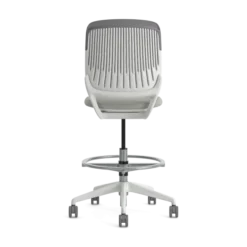 Chaise haute pivotante Cobi - structure et piétement blanc - tissu et résille - piétement sur roulettes