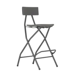 Chaise haute pliante Alvarstool - résine de synthèse - gris foncé - lot de 2