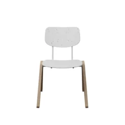 Chaise Mistinguette - plastique PEHD 100% recyclé - piètement bois - empilable