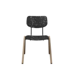 Chaise Mistinguette - plastique PEHD 100% recyclé - piètement bois - empilable