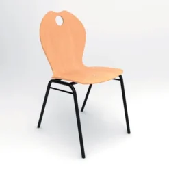 Chaise 4 pieds Alix - coque A - hêtre verni naturel - piétement noir - empilable - lot de 4