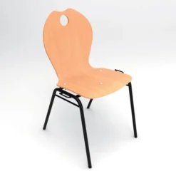 Chaise 4 pieds Alix - coque A - hêtre verni naturel - piétement noir - empilable et accrochable - lot de 4