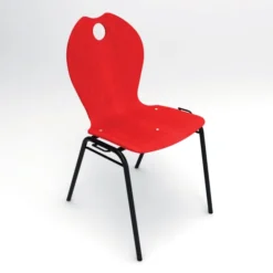 Chaise 4 pieds Alix - coque A - hêtre teinté - piétement époxy - empilable et accrochable - lot de 4