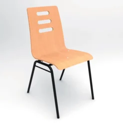 Chaise 4 pieds Alix - coque B - hêtre verni naturel - piétement noir - empilable - lot de 4