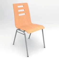 Chaise 4 pieds Alix - coque B - hêtre verni naturel - piétement gris - empilable - lot de 4