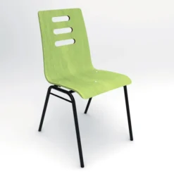 Chaise 4 pieds Alix - coque B - hêtre teinté - piétement époxy - empilable - lot de 4