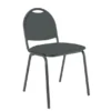 Chaise 4 pieds Arioso - textile enduit anthracite - piétement noir - empilable - lot de 4