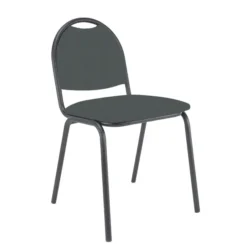 Chaise 4 pieds Arioso - textile enduit anthracite - piétement noir - empilable - lot de 4
