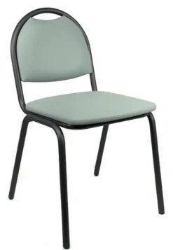Chaise 4 pieds Arioso - textile enduit gris clair - piétement noir - empilable - lot de 4