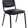 Chaise 4 pieds Arioso - textile enduit noir - piétement noir empilable - lot de 4