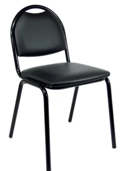 Chaise 4 pieds Arioso - textile enduit noir - piétement noir empilable - lot de 4