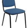 Chaise 4 pieds Arioso - tissu bleu gris - piétement noir - empilable - lot de 4