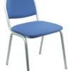 Chaise 4 pieds Arioso - tissu bleu gris - piétement gris alu empilable - lot de 4