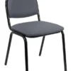 Chaise 4 pieds Arioso - tissu gris - piétement noir - empilable - lot de 4