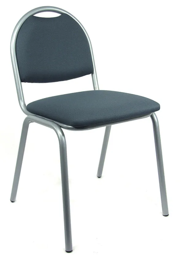 Chaise 4 pieds Arioso - tissu gris - piétement gris alu - empilable - lot de 4
