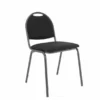 Chaise 4 pieds Arioso - tissu noir - piétement noir - empilable - lot de 4