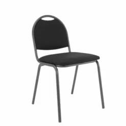 Chaise 4 pieds Arioso - tissu noir - piétement noir - empilable - lot de 4
