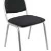 Chaise 4 pieds Arioso - tissu noir - piétement gris alu - empilable - lot de 4