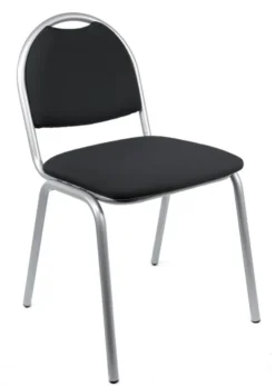 Chaise 4 pieds Arioso - tissu noir - piétement gris alu - empilable - lot de 4