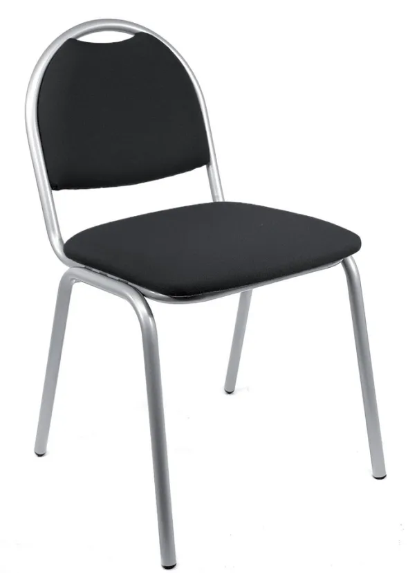 Chaise 4 pieds Arioso - tissu noir - piétement gris alu - empilable - lot de 4