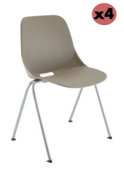 Chaise 4 pieds Bakea - polypropylène - piétement époxy - empilable - taupe - lot de 4