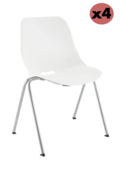 Chaise 4 pieds Bakea - polypropylène - piétement époxy - empilable - blanc - lot de 4