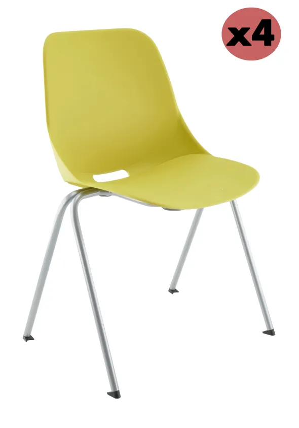 Chaise 4 pieds Bakea - polypropylène - piétement époxy - empilable - vert - lot de 4