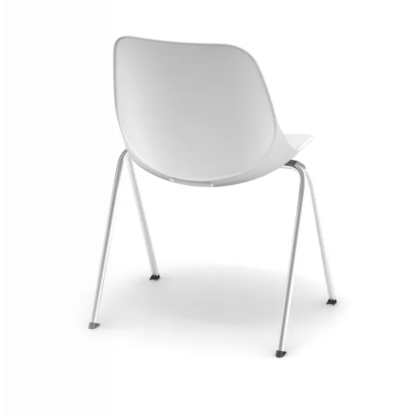 Chaise 4 pieds Bakea - polypropylène - piétement chrome - empilable - lot de 4