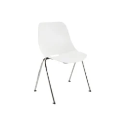 Chaise 4 pieds Bakea - polypropylène - piétement chrome - empilable - lot de 4