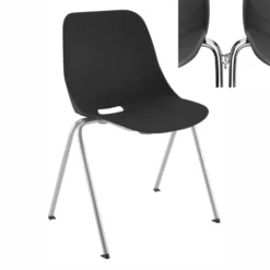 Chaise 4 pieds Bakea - polypropylène - piétement époxy - empilable et accrochable - lot de 4