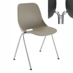 Chaise 4 pieds Bakea - polypropylène - piétement époxy - empilable et accrochable - lot de 4
