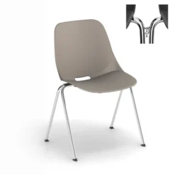Chaise 4 pieds Bakea - polypropylène - piétement chrome - empilable et accrochable - lot de 4