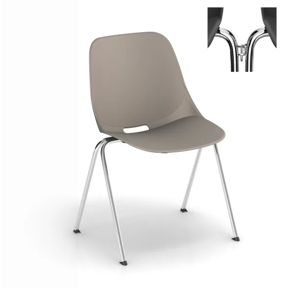 Chaise 4 pieds Bakea - polypropylène - piétement chrome - empilable et accrochable - lot de 4