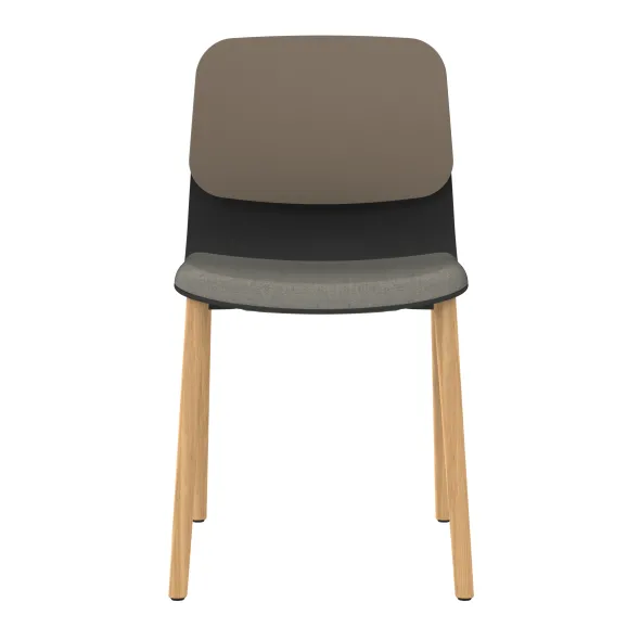 Chaise 4 pieds bois Klik - assise tissu - dossier polypropylène