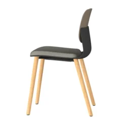 Chaise 4 pieds bois Klik - assise tissu - dossier polypropylène