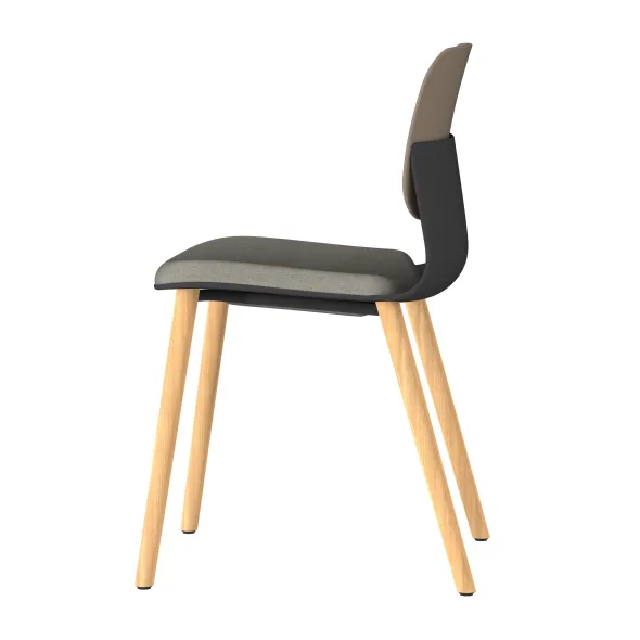 Chaise 4 pieds bois Klik - assise tissu - dossier polypropylène