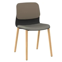 Chaise 4 pieds bois Klik - assise tissu - dossier polypropylène