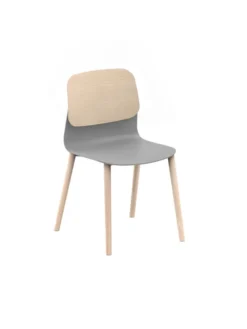 Chaise 4 pieds bois Klik - assise polypropylène - dossier chêne