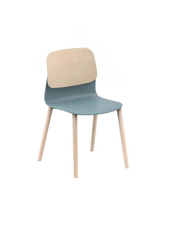 Chaise 4 pieds bois Klik - assise polypropylène - dossier chêne